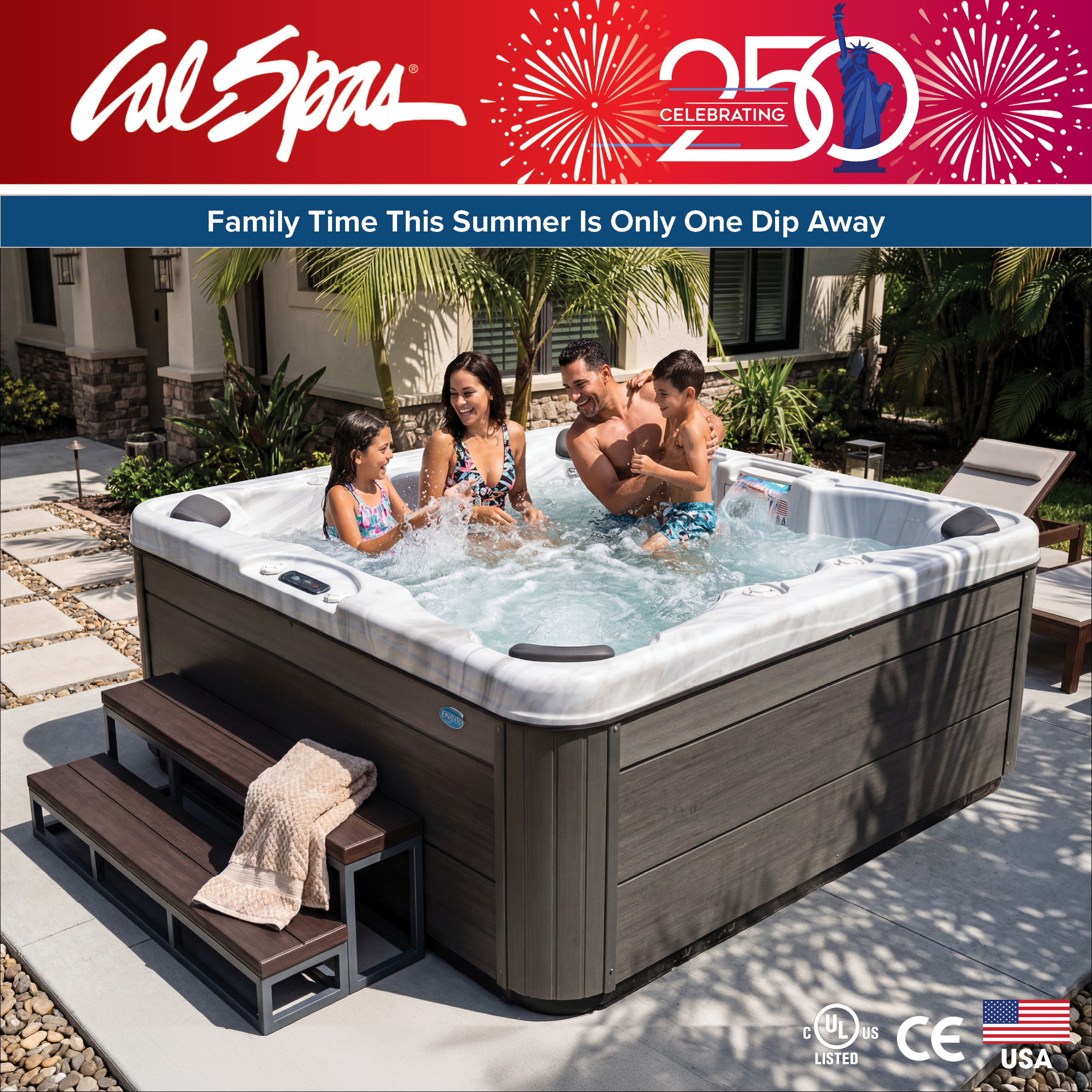 Calspas hot tub being used in a family setting - Little Rock